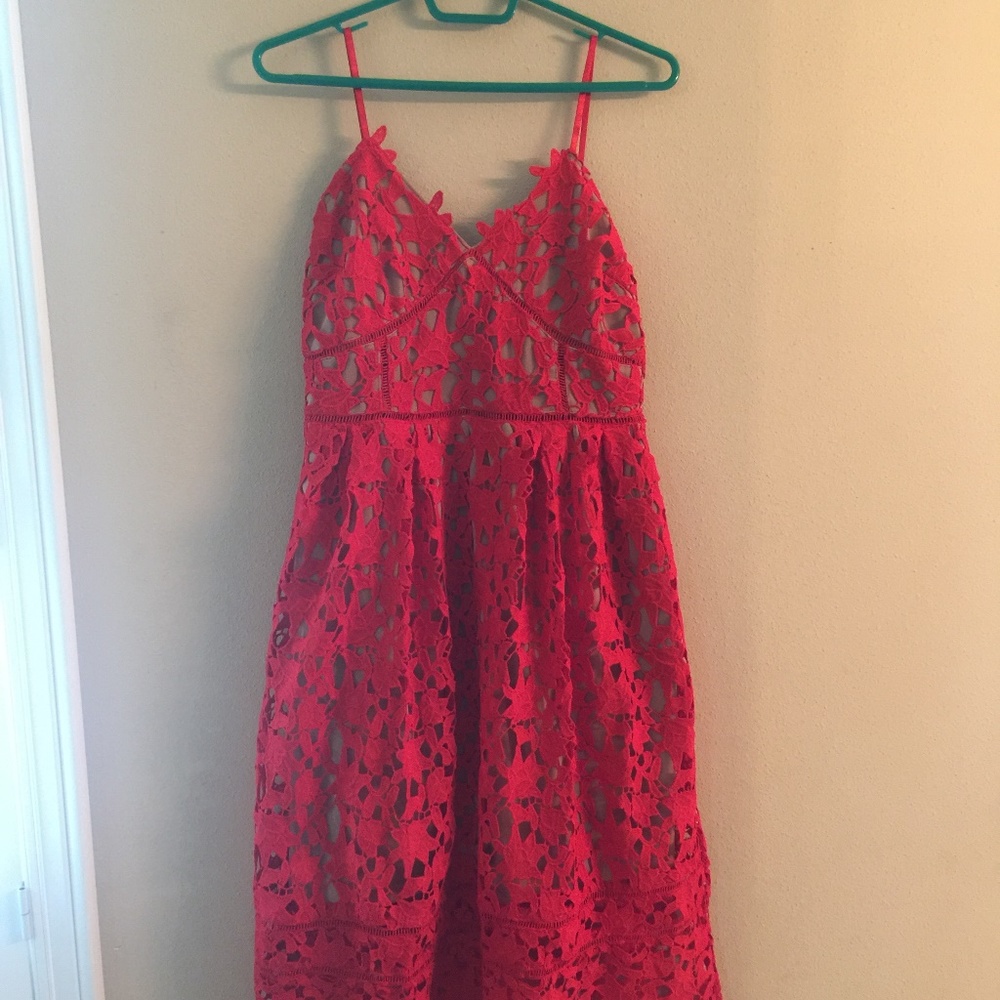 New Red lace A-line dress size M